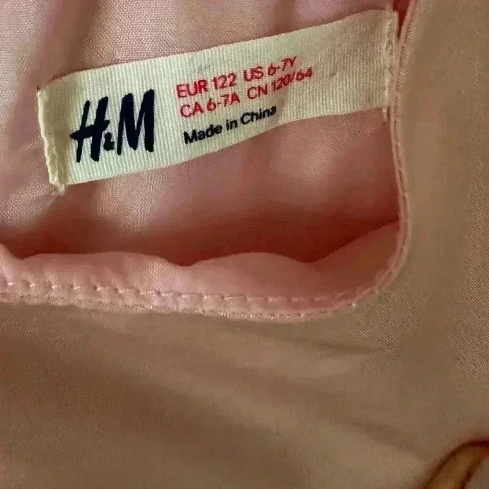H&M girls Peach Bow Dress size 6-7 years